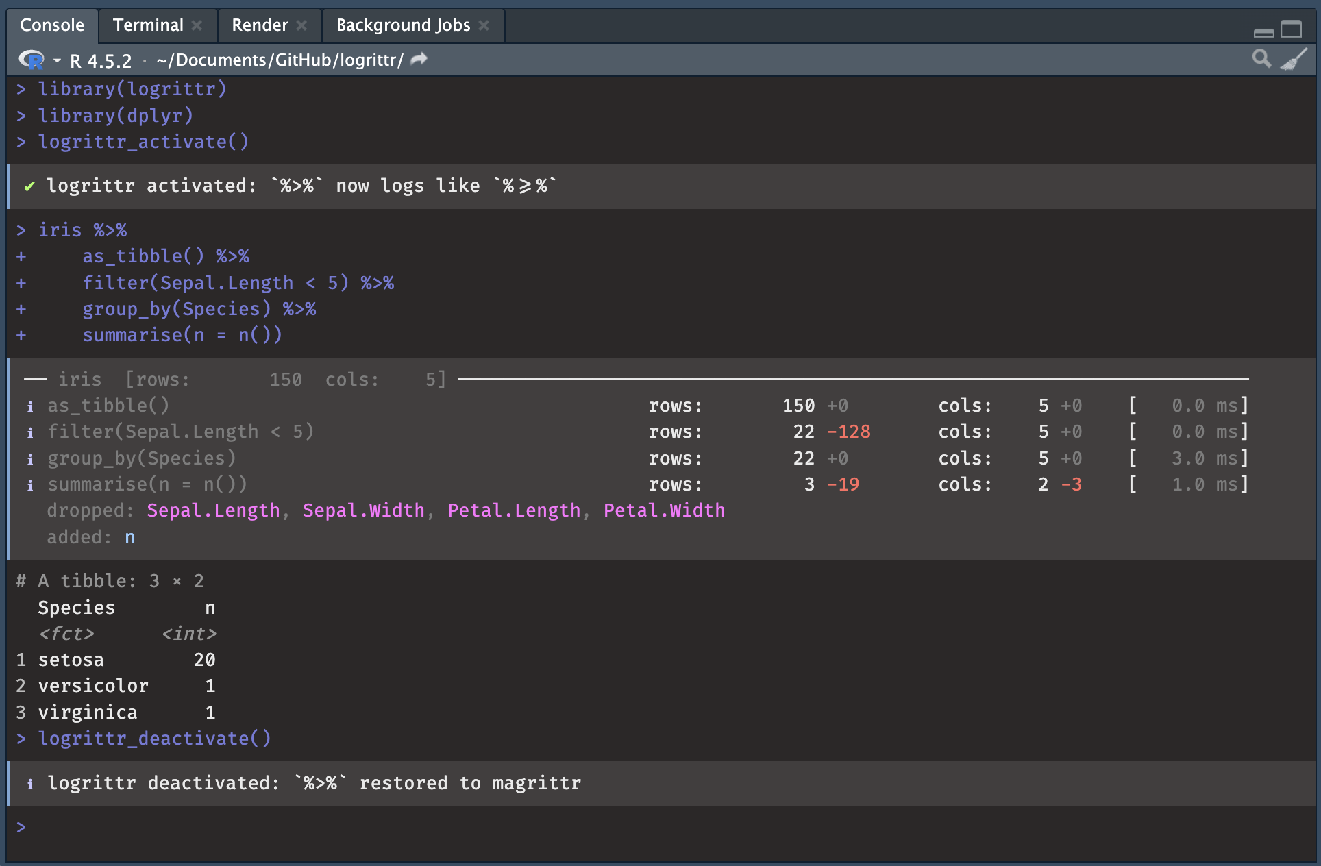 Example with %>%